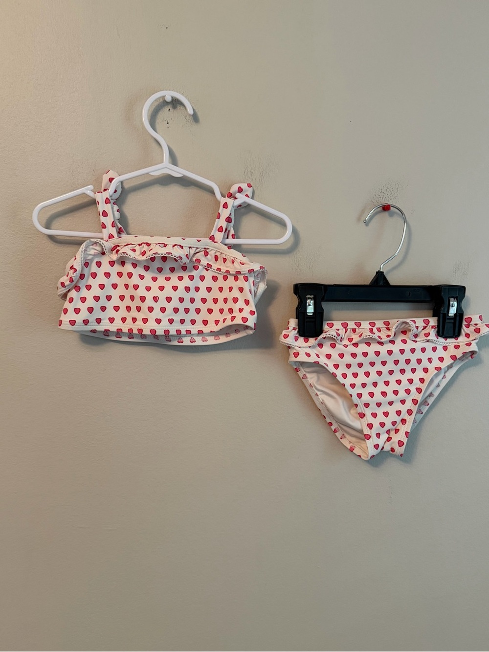 Roller Rabbit White Swim Bikini Set with Pink Heart Print